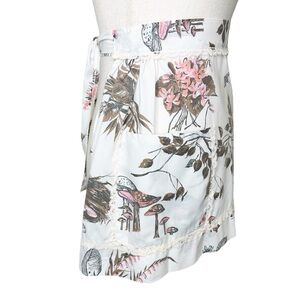 Vintage Handmade Mushroom Butterflies Birds Nest Print Half Apron